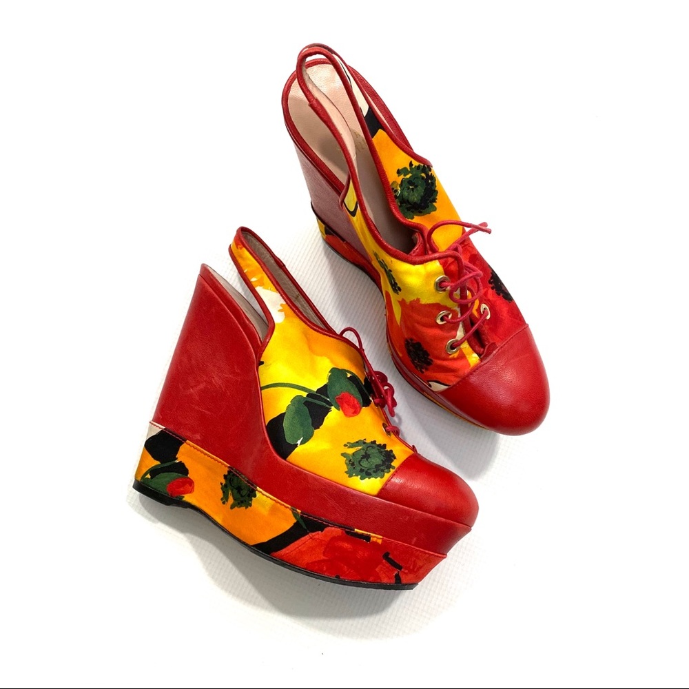Stuart Weitzman Lace Up Slingback Wedges